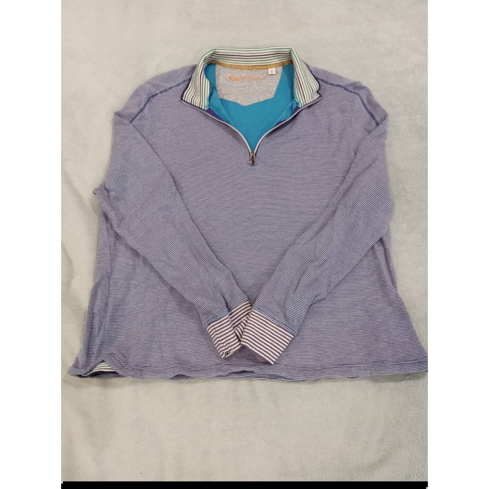 Mens Robert Graham 1/4 Zip Pullover Sweater Purple Cotton 3XL